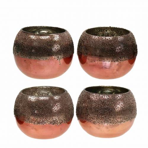 Lanterne glas kobber Ø8,5cm H6,5cm 4stk