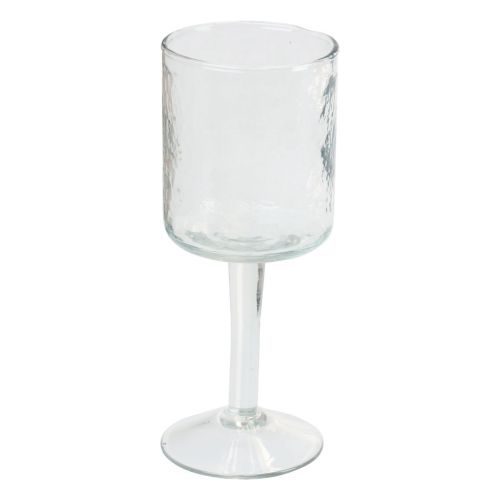 Glaslanterne med fod, rund fyrfadsstage i glas Ø8cm H20cm