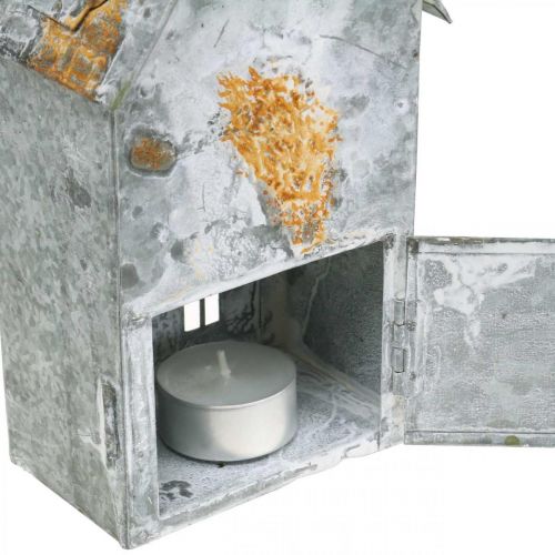 Artikel Lanternehus metal shabby chic vasket hvid, rust H20cm