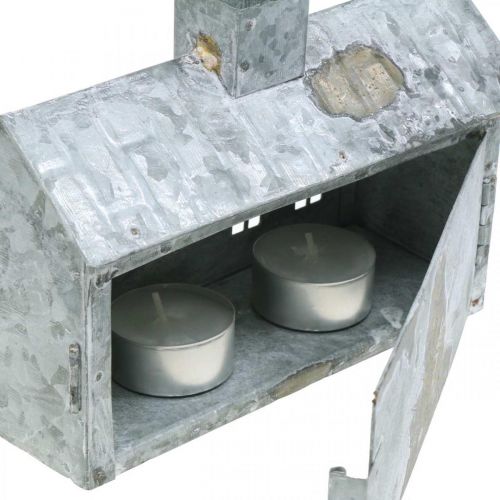Artikel Lanternehusmetal, dekoration til jul, shabby chic, hvidvasket, antik look H12,5cm L17,5cm