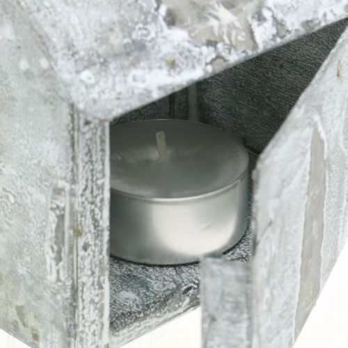 Artikel Lanternehus metal shabby chic vasket hvid, rust H11cm