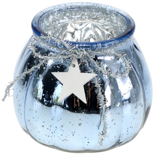 Floristik24 Lanterne lyseblå med LED lys Ø11cm H10cm