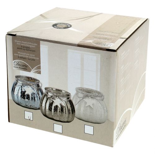 Floristik24 Lanterne lyseblå med LED lys Ø11cm H10cm