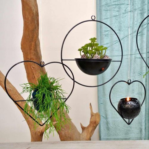 Floristik24 Lanterne hjertemetal 38cm fyrfadsstage til ophæng med glas