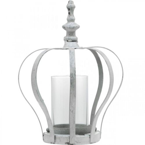 Floristik24 Vind lys krone, metal dekoration i vintage stil, hvid shabby chic Ø14cm H19cm