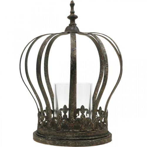 Floristik24 Krone som lanterne, stearinlys dekoration, metal krone antik look H28cm Ø21cm