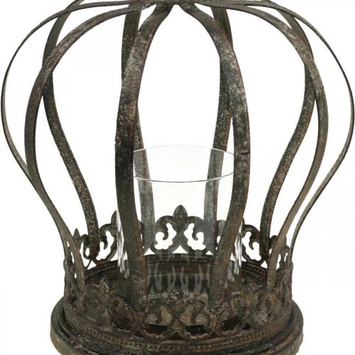 Floristik24 Krone som lanterne, stearinlys dekoration, metal krone antik look H28cm Ø21cm