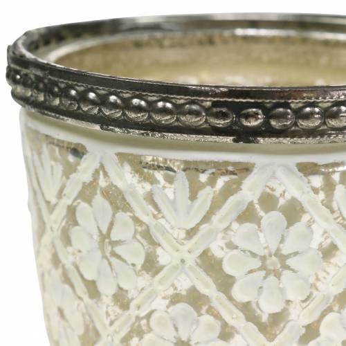 Floristik24 Lanterne bondesølv blomster Ø7.5cm H7.5cm 2stk
