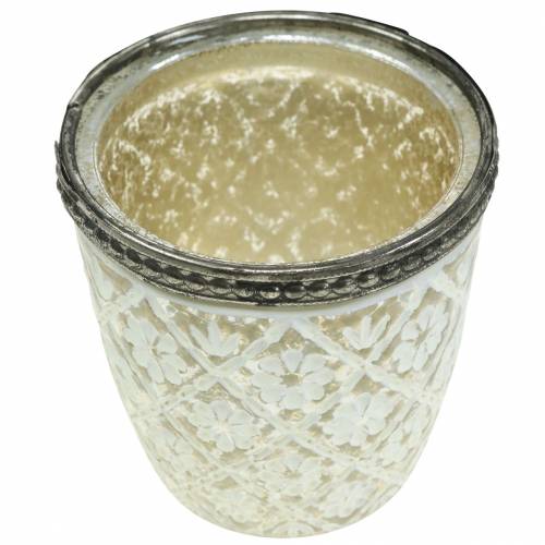 Floristik24 Lanterne bondesølv blomster Ø7.5cm H7.5cm 2stk