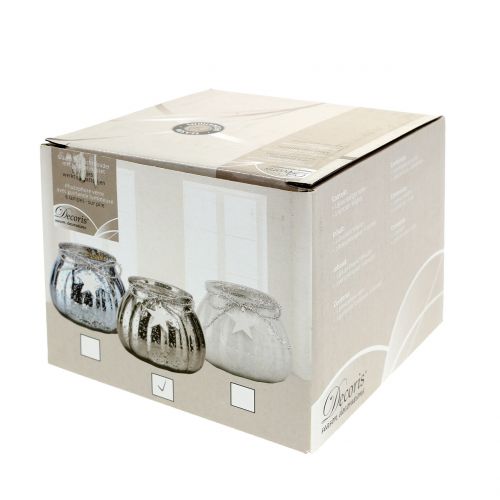 Floristik24 Sølv lanterne med LED lys Ø11cm H10cm