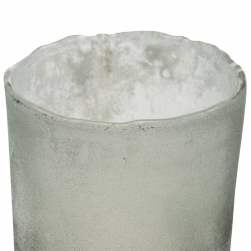 Floristik24 Glas lanterne grå frostet Ø8,5cm H9,5cm