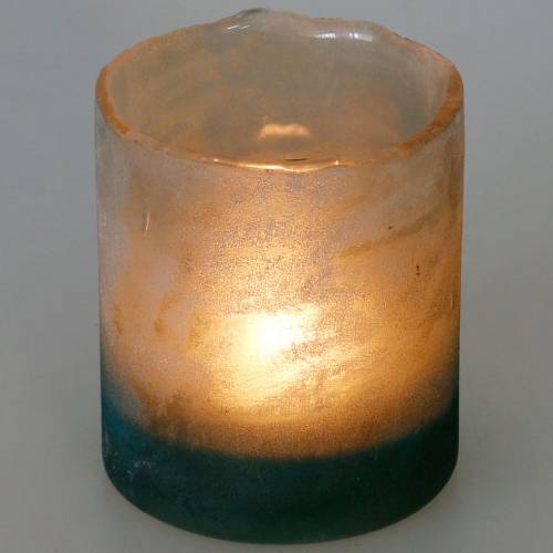 Floristik24 Glas lanterne grøn frostet Ø8,5cm H9,5cm
