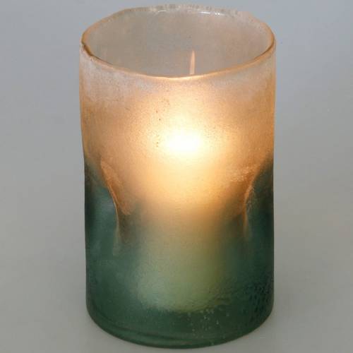 Floristik24 Glas lanterne grøn frostet Ø10cm H15cm