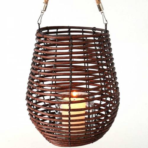 Artikel Dekorativ lanterne, lysdekoration med hank, lanterne i kurv Ø23cm H27cm