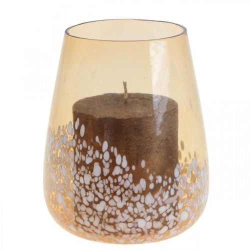 Artikel Lanterne glas fyrfadsstage glas dekoration brun hvid Ø10cm