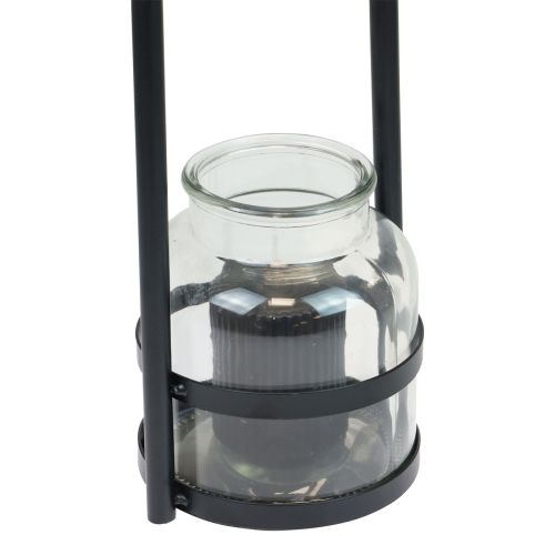 Artikel Lanterne metal glas dekoration sort klar håndtag Ø14,5cm