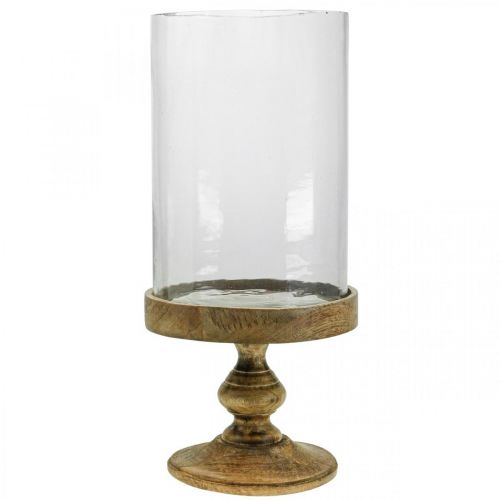 Floristik24 Lanterneglas på træfod dekorativt glas antik look Ø22cm H45cm