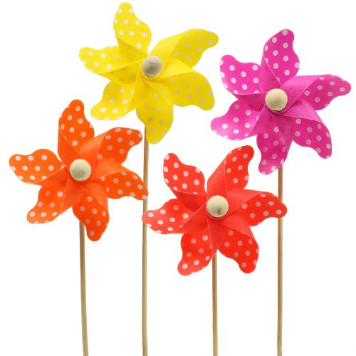 Vindmølle mini assorterede farver med prikker Ø8cm 12stk