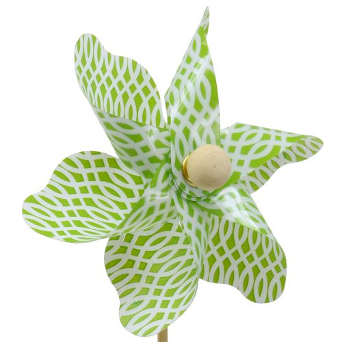Floristik24 Vindmølle Mini Grøn-Hvid Ø9cm 12p