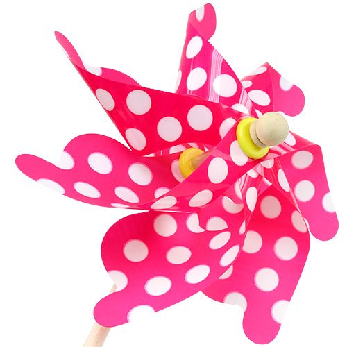 Floristik24 Vindmølle på stangen med prikker fuchsia Ø30cm