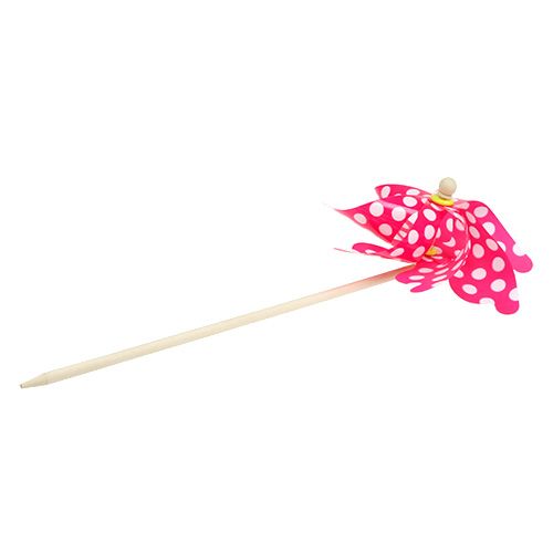 Floristik24 Vindmølle på stangen med prikker fuchsia Ø30cm