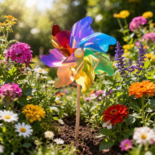 Artikel Vindmøllebalkon, farverig blikfang, sommerhavedekoration, 75 cm