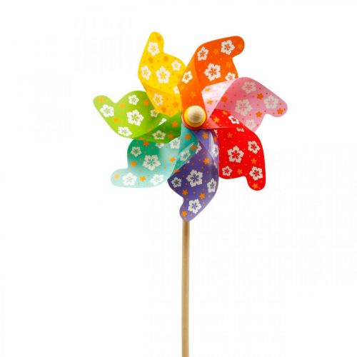 Floristik24 Havespil vindmølle nålehjul havedekoration farverig Ø31cm H75cm