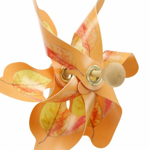 Dekorative vindmøller med efterårsbladmotiv orange / hvid / grøn L27,5 Ø22cm 12stk
