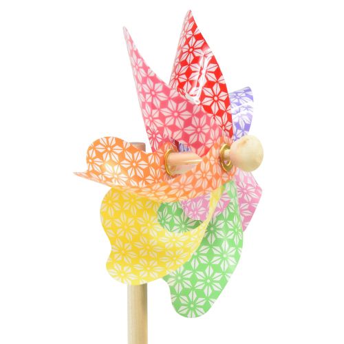 Artikel Pinwheel dekoration vindmølle lille på pinden farvet Ø14cm 30cm