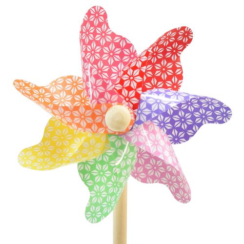 Floristik24 Pinwheel dekoration vindmølle lille på pinden farvet Ø14cm 30cm
