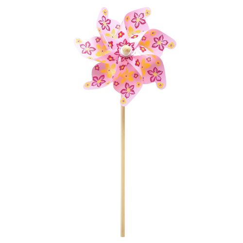 Floristik24 Pinwheel on a pind vindmølle dekoration pink gul Ø30,5cm 74cm