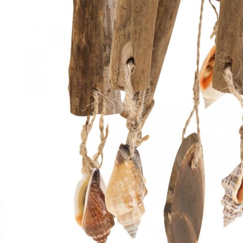 Floristik24 Træ vindklokke, skaller maritim dekoration natur Ø14cm H40cm