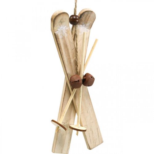 Floristik24 Vinterdeco ski Juletræspynt skipar træ H17cm 4stk