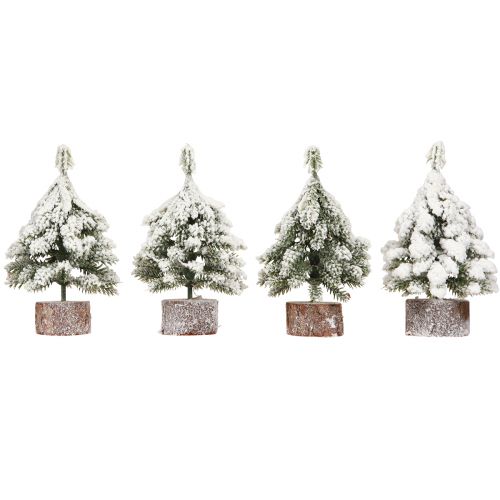 Floristik24 Vinterpynt juletræ i grøn hvid Ø7cm H14cm 4stk