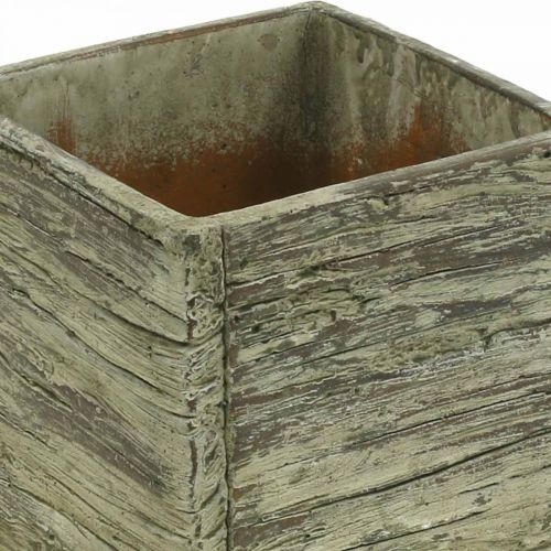 Floristik24 Urtepotte firkantet 12x12cm beton terning træ look