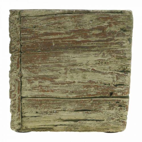 Floristik24 Urtepotte firkantet 12x12cm beton terning træ look