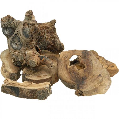 Rod træ deco træ stykker af træ spredt dekoration 3-10cm 500g