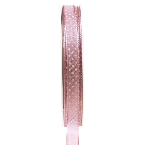 Gavebånd prikket pyntebånd gammel pink 10mm 25m