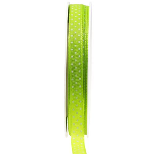 Gavebånd prikket pyntebånd maj grøn 10mm 25m