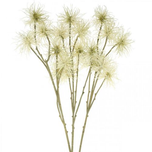 Xanthium kunstig blomstercreme efterårsdekoration 6 blomster 80cm 3stk
