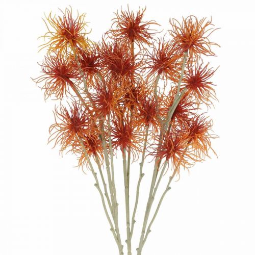 Xanthium kunstig blomst efterårsdekoration appelsin 6 blomster 80cm 3stk