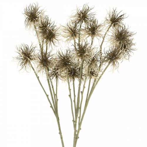 Xanthium kunstig blomst efterårsdekoration 6 blomster creme, brun 80cm 3stk