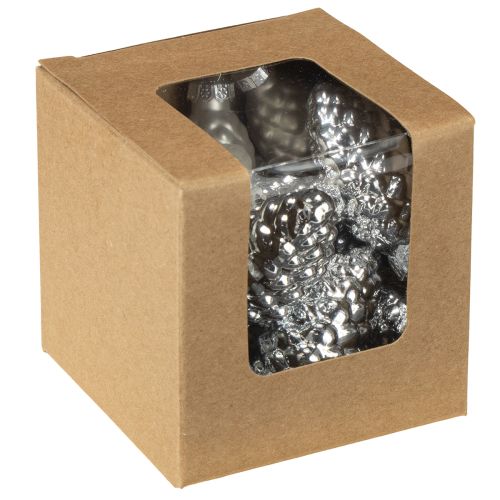 Artikel Glaskegler mix sølv 5 cm 14 stk