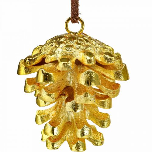 Artikel Fyrrekogle dekoration kogler til ophæng Guld H6cm