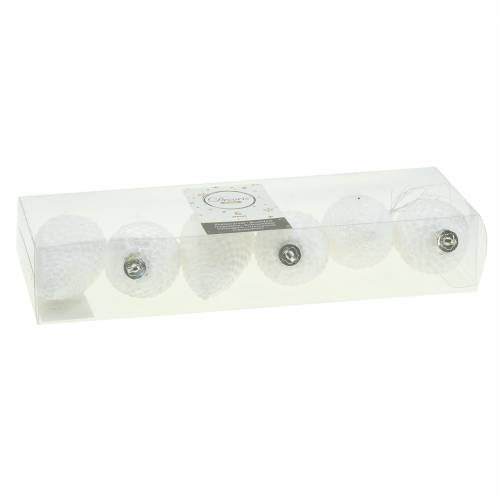 Floristik24 Juletræspynt kegler hvide 8cm 6stk