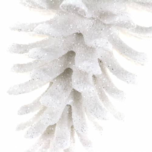 Floristik24 Juletræspynt kogler hvid glitter 9cm x 4,5cm 6stk