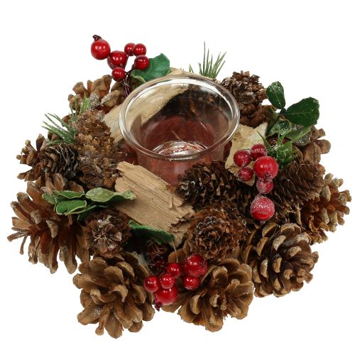 Floristik24 Lysarrangement med kogler natur 19cm