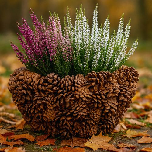 Artikel Koglekurv plantekurv fyrrekogler naturlige Ø33cm H17cm