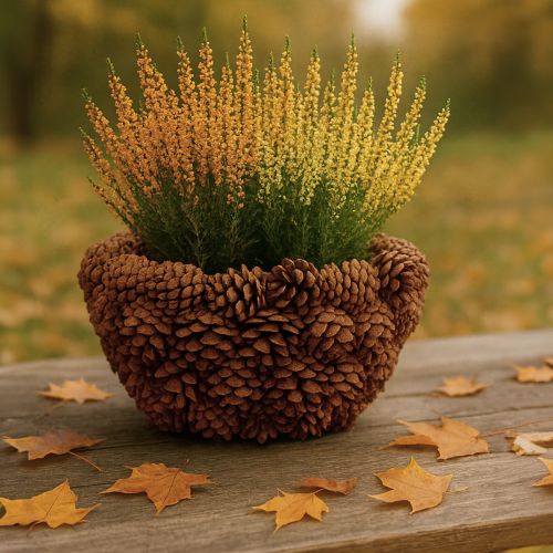 Artikel Koglekurv plantekurv fyrrekogler naturlige Ø33cm H17cm
