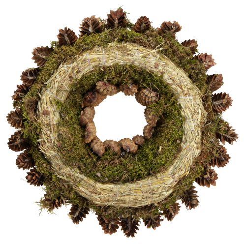 Artikel Koglekrans med mos Stor krans af grankogler Ø45cm